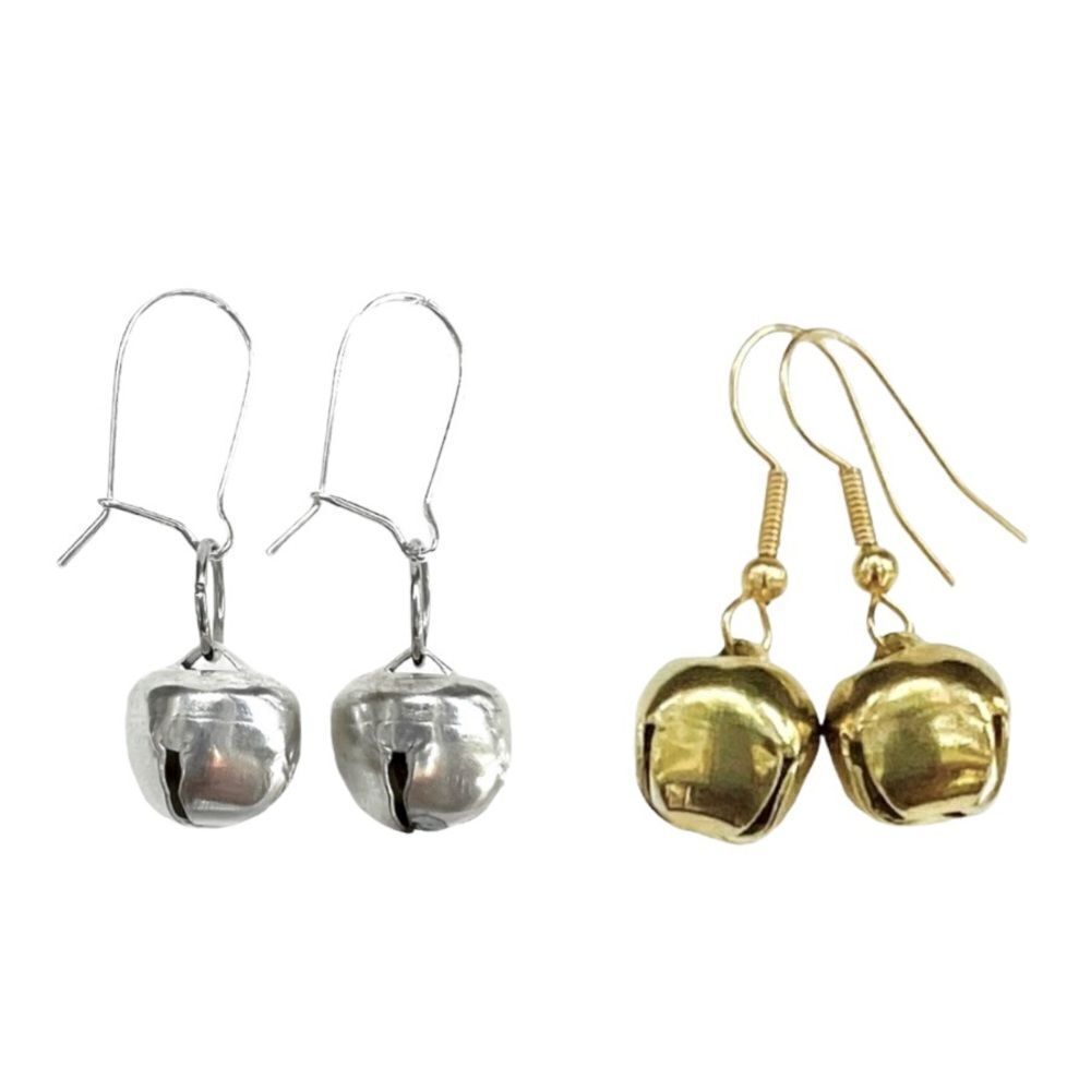 Christmas Jingle Bell Earrings Gold Silver